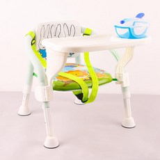 保固無憂 寶寶凳子 兒童靠背椅 幼兒小板凳 嬰兒餐椅 家用高低可調, 大腳出口升降款綠獅子整套+吸盤碗坐墊