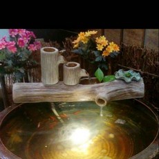 【娟兒藝品】伐木心境流水器。 (流水盆使用)/萬用流水器 台灣手工製作, 1個, 三彩釉38cm