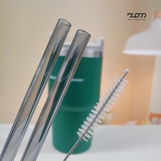 스탠리텀블러 빨대 591ml 호환제품 유리 빨대 2p+청소솔, 표준형 회색, 1세트