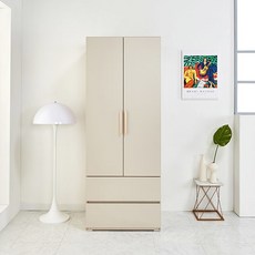 에리 800옷장 2단서랍옷장 작은방옷장 청소년 자취생 중학생, 베이지그레이