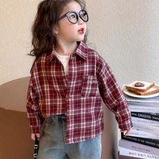 女童格子襯衫 春款 格紋長袖襯衫 兒童裝 韓系上衣 100-150cm