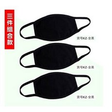 口罩 三件組合 全黑, 夏季薄款防曬防風防塵純棉布透氣口罩(1入3個), 夏季薄款防曬防風防塵純棉布透氣口罩(1入3個)