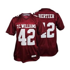 FieldFames Bertier #42 풋볼 저지 고등학교 TC Williams Remember The T Sewn Movie 힙합 파티 선물 셔츠 레드 M
