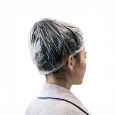 일회용 비닐모자 100p 업소용 위생 염색 요식업 조리모 미용실, 투명헤어캡100매