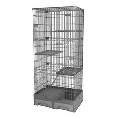 艾爾發寵物 多功能三層貓籠 貓咪別墅 大尺寸貓籠 貓籠 貓屋, 灰色, 1個