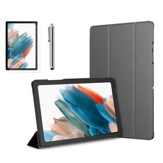 갤럭시탭A8 10.5인치 호환 플립 케이스 북커버 스탠드+액정필름+터치펜 SM-X200N X205N 케이스나라, 그레이, 기본 케이스