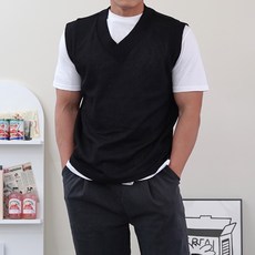 워너빅 남자 봄 여름 오버핏 빅사이즈 브이넥 니트 조끼