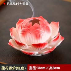 陶瓷蓮花香爐家用爐擺件室內彩繪荷花香薰爐沉香供佛, 1個, 蓮花香爐(紅款)