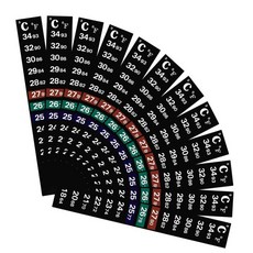 12개의 수평 스틱 온 온도계 스트립 수족관 64-93°F(18-34°C) 디지털 접착 온도 스티커에 와인 맥주 양조 발효 어항용, 12개의 수평 스틱 온 온도계 스트립 수족관 64-93