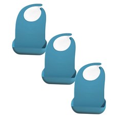 셀링온 성인 실리콘턱받이, 3개, 대형 블루
