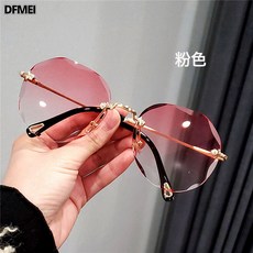 DFMEI 太陽鏡女無框切邊墨鏡眼鏡不對稱遮陽潮款
