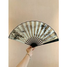 扇子全新正品楓橋夜泊10寸絲綢摺扇 雙面扇 絲綢材質, 如圖所示, 1個