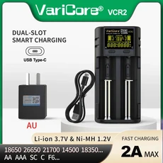 VariCore VCR4 스마트 배터리 충전기 3.7V 리튬 이온 18650 21700 26650 LiFePO4 Ni-MH AA 용, 04 VCR2-5V2A-AU