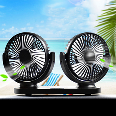정성몰 3단 조절 차량용 듀얼 선풍기 저소음 회전 써큘레이터 12v/24v 공용, 블랙