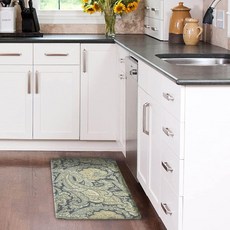 Laura Ashley 피로 방지 주방 매트 앨리 메달리온 디자인 얼룩 방수 및 변색 방지 요리 및 스탠딩 릴리프 미끄럼 방지 뒷면 치수 44.5 x 121.9cm(, 회색