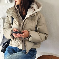<청담코코> 후드패딩점퍼 가죽점퍼 크롭패딩 웰론점퍼