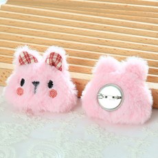 可愛兔子玩偶公仔 DIY半成品配件吊飾, 格子車耳兔粉色（帶胸針）,6*6.5cm, 1個