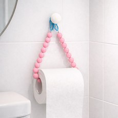 구슬 토퍼 비즈 휴지걸이 무타공 벽걸이 두루마리 홀더, 1개, 핑크화이트