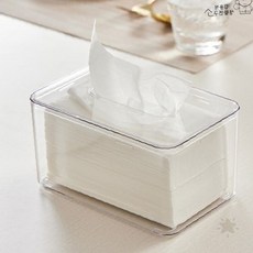 투명 아크릴 소재 사각형 티슈 보관 케이스 각티슈 전용 커버 깔끔한 휴지 정리, 1개, 블랙투명