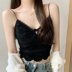性感蕾絲蝴蝶結吊帶背心 內搭 美背 打底 上衣 H-f56