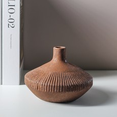 中式陶瓷花器擺件豎紋花瓶北歐創意花插民宿酒店飾品裝飾花盆, 扁瓶