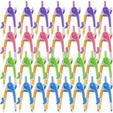 Zonon 15pcs 수학 기하학 나침반 교실 세트 연필과 안전한 팁이 포함된 밝은 색상의 대량 플라스틱 드로잉 어린이 기본 초안 작성을 위한 학교 교사 용품 반환, 15개