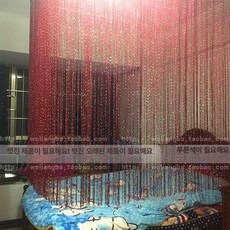 비즈문발 비즈 구슬 실커튼 가림막 거실 인테리어 중국집, 와인레드