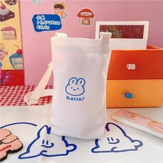 斜跨水杯袋簡約卡通杯套手提便攜隔熱保溫杯玻璃杯水杯套學生, 小兔, 1個