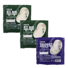 [정담두부집] HACCP 100%국산콩 수제두부 두부 순두부, 300g, 3개, 두부 300g 2모 + 까만두부 300g 1모