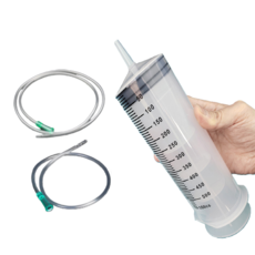 디와이툴즈 550ml 대용량 오일 주사기 세트 (50cm/100cm 실리콘 호스 포함) 차량 엔진오일 교체 주입기, 1세트, 화이트