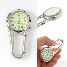 NAUM 카라비너 스포츠 시계 야광 실버 나침반, 1개