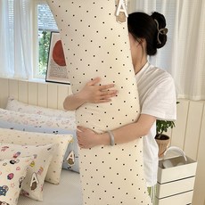 세탁 가능한 면 대형 베개 쿠션 긴 베개 분리형 세탁 가능 다리 받침용 여성 측면 수면 전용 베개 남성용, 40x115cm 베개 커버 [베개심 제외], 찹쌀밥