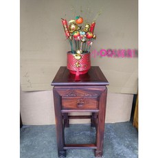 小o結緣館 仿古雞翅木單抽書捲花台擺飾座 中几茶几藝品桌 42x48x75 快速到貨, 1個