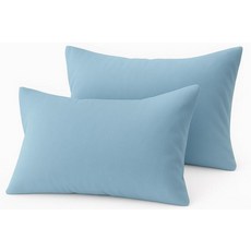 COTTON STICH 유아용 베개 커버 2개 세트 미니 베개 커버 600수 면 아동용 부드럽고 가벼운 베개 커버 (와인 유아 30.5 x 40.6cm(12 x 16인치, Youth Pillowcase 16x22 Zipper, 라이트 블루