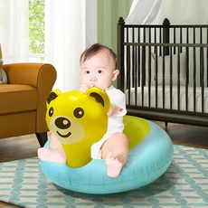 嬰兒充氣學習座椅 寶寶浴凳 嬰兒訓練小沙發 充氣墊, 淺藍色,57*48*35CM