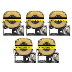 트렌드하우 엡손 호환 라벨테이프 SC18Y 18mm 노랑바탕/검정글씨 5개, SC18Y 노랑바탕/검정글씨 5개