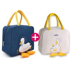 제이킨 1+1 오리 도시락 가방 보온 보냉백, 네이비+베이지