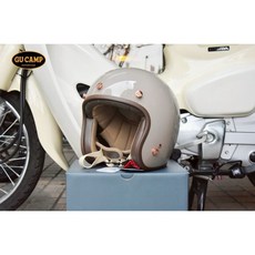 GU CAMP 摩德 Belle 復古騎士小帽體安全帽 浪漫奶茶色 亮面淡漠駝, 亮光淡漠駝色,S, 1個