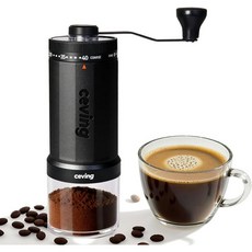 세계 최초 60g 대용량 수동 커피 그라인더 40단계 분쇄 조절이 가능한 휴대용 세라믹 원뿔형 버 에스프레소 푸어오버 캠핑 여행 선물 등 272513, MEGA Black