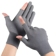 오더박스 낚시 반코팅 안전작업 장갑, 12세트, 회색 투 핑거 (헬스,운동,라이딩,배달)