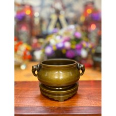 華誠 象鼻耳 銅爐 宣德爐 凈香爐 純銅 含底座, 1個