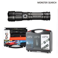 몬스터 서치 LED 파워 후레쉬 XHP70 풀패키지 미니 손전등 써치 휴대용 랜턴 줌 라이트, 02.LED손전등P349 XHP70(충전기 미포함), 단품, 1개