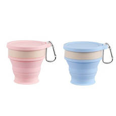 다다란 접이식 휴대용 경량 백패킹 등산 물컵 220ml 실속세트 2P, 핑크/블루 2P 세트