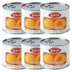 알쿠니아 황도 복숭아 통조림, 200g, 6개