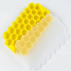 【無品牌】-硅膠蜂窩冰格37格冰塊模具蜂巢創意製冰盒冰格DIY棒冰模, 蜂窩冰格黃色:無尺寸