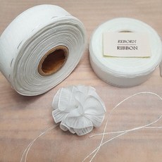리보너 요술리본 당기면 꽃이 되는 포장용 공예용 포인트 완성리본 1롤 45m, 17mm, 크림