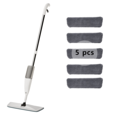 가정용 청소 물 극세사 스프레이 걸레 회전 가능 분수 대걸레 건습 겸용 스프레이 밀대걸레 + 극세사 패드 5개 + 리필, 1개