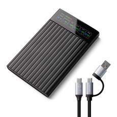 유니콘 스마트LCD 2.5인치 HDD SSD 외장하드케이스 USB3.2Gen1 A+C타입젠더 슬라이딩결합 HSD-L20, 1개