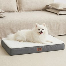 EHEYCIGA 셰르파 강아지쿠션 포근한 꿀잠 미끄럼방지 세탁가능 사각 애견방석, 1개, 베이지색