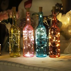 태양무역 와이어 LED 전구 줄조명 줄전구 (건전지형) 인테리어 DIY 무드등 앵두전구 트리 장식 크리스마스 벽 조명 벽트리, 06. 코르크 마개 20구(흰빛)